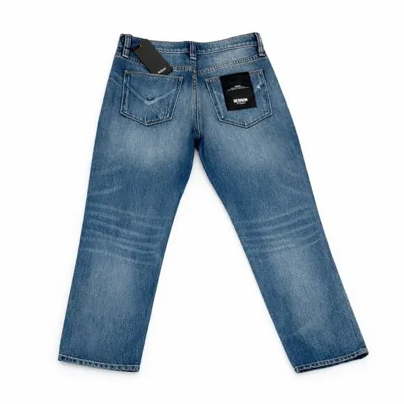 Hudson Jessi Boyfriend Jeans Womens 26 Cropped Distressed Blue NWT - Picture 3 of 14